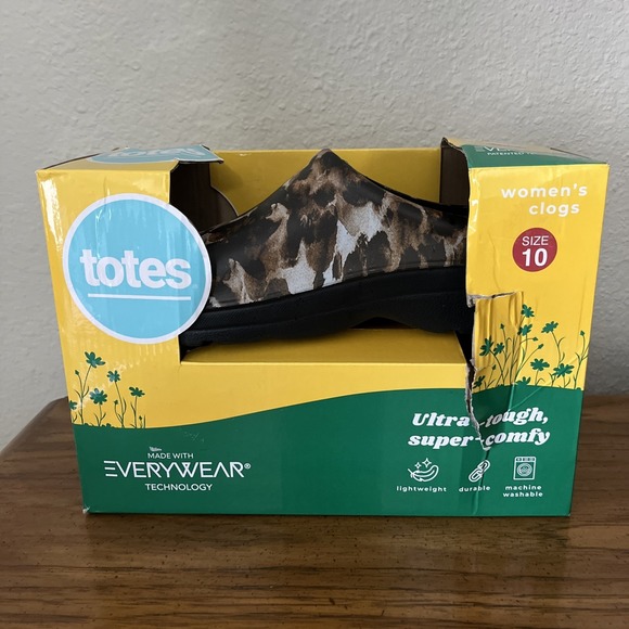 Totes Womens Gardening Clogs Animal Print Lightweight Durable Washable Sz 10 - Picture 1 of 4